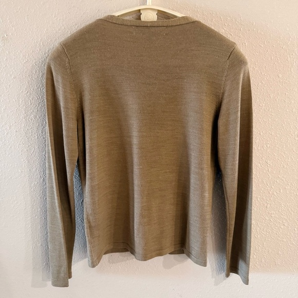 Vintage 1980’s Kasper Sweater Wool Blend V-neck Scroll Embroidery Taupe Size Med - Picture 2 of 10